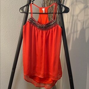 Studio Y Orange Beaded Tank Top